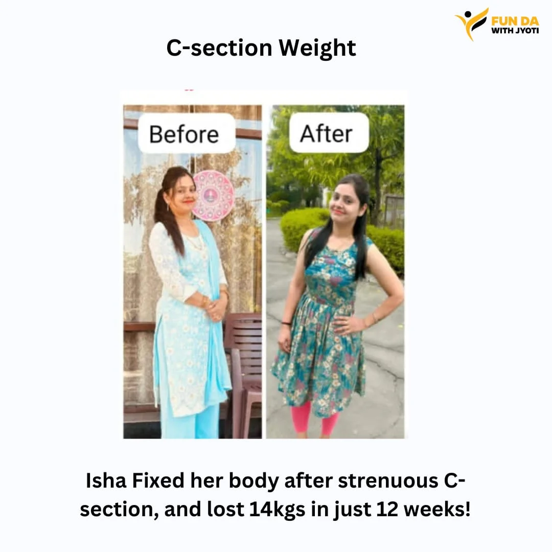 C-section weight — Isha lost 14kgs in 12 weeks